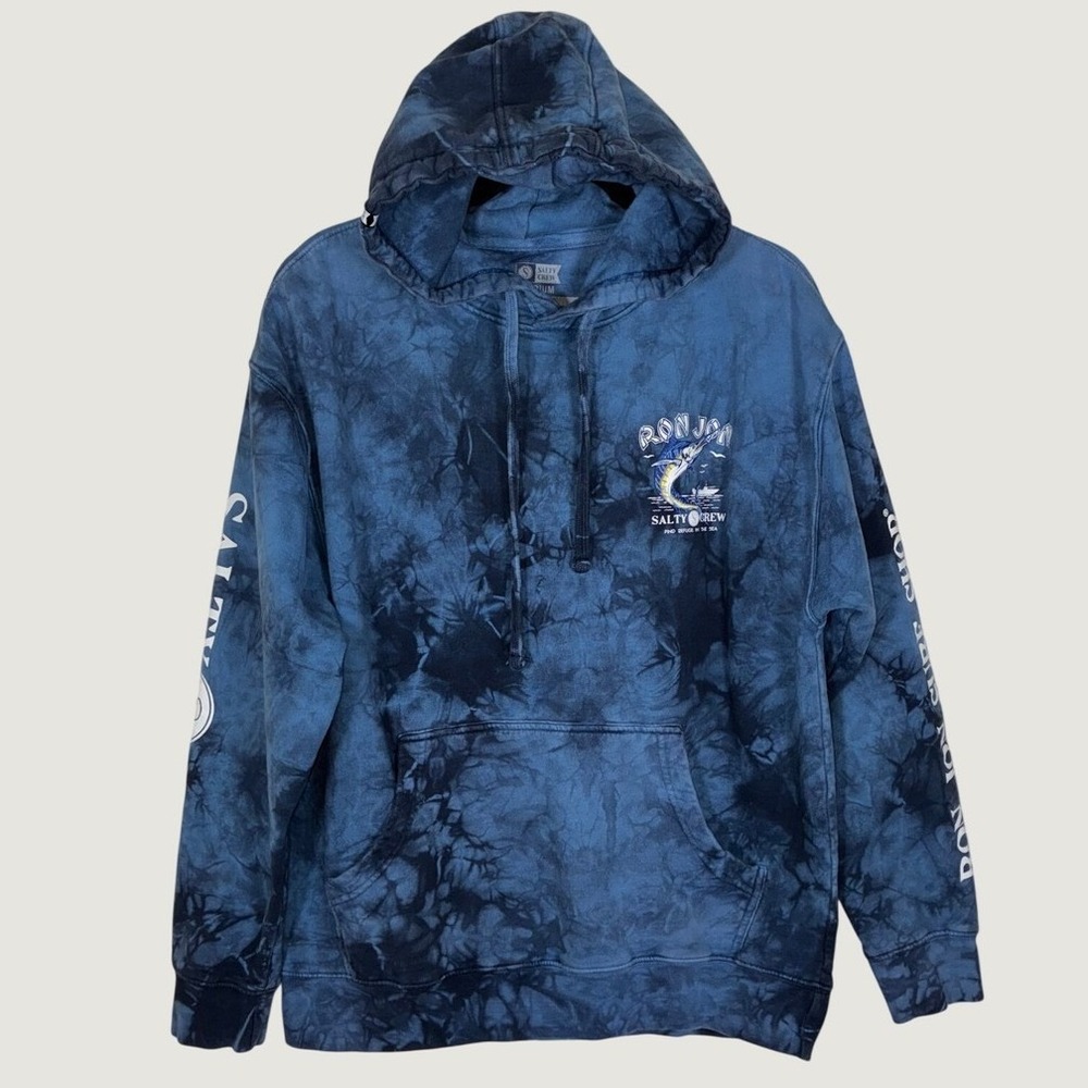 Ron Jon Surf Shop Salty Crew Tie Dye Marlin Hoodie M Coastal Skate Grunge - Picture 2 of 6
